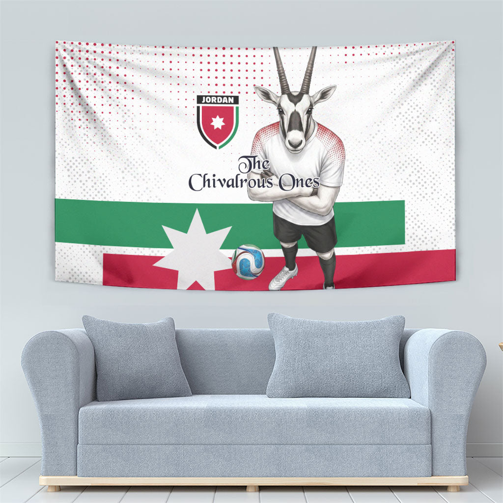 Jordan Football Tapestry The Chivalrous Ones Oryx Mascot Patriotic Halftone Dot