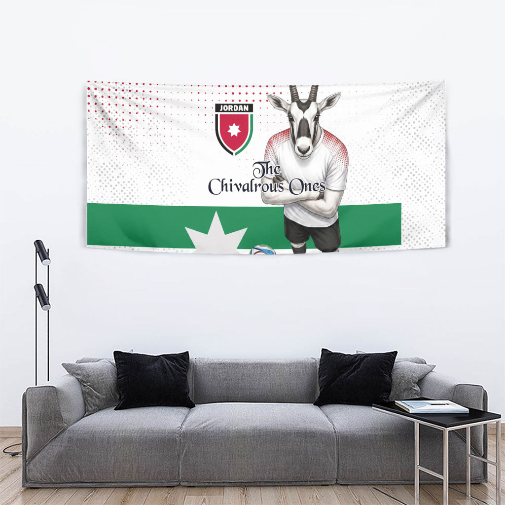 Jordan Football Tapestry The Chivalrous Ones Oryx Mascot Patriotic Halftone Dot