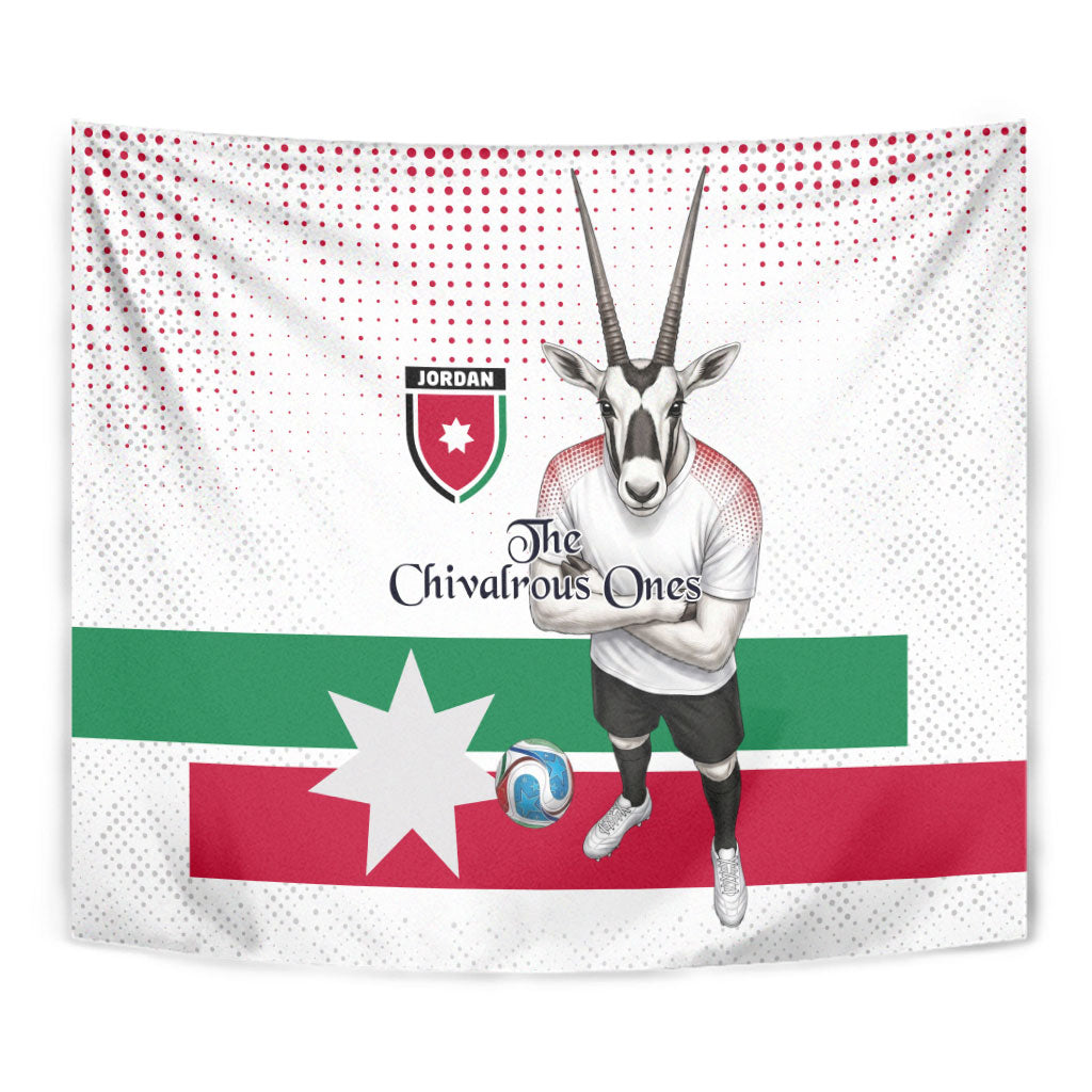 Jordan Football Tapestry The Chivalrous Ones Oryx Mascot Patriotic Halftone Dot