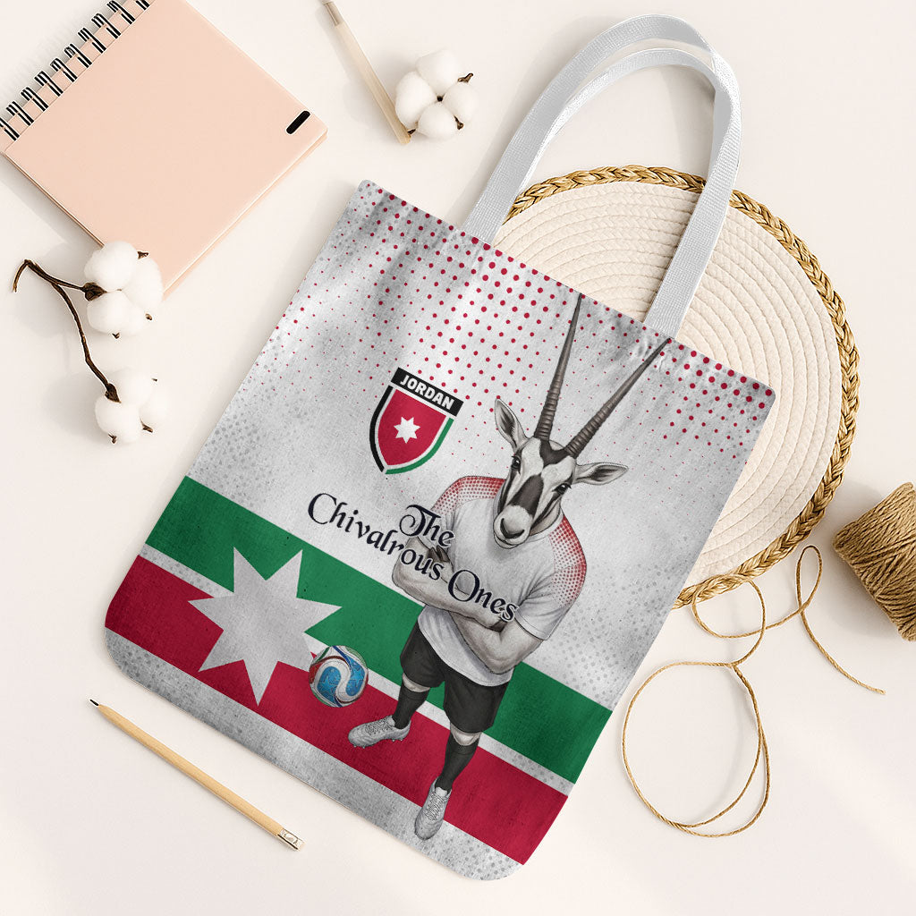 Jordan Football Tote Bag The Chivalrous Ones Oryx Mascot Patriotic Halftone Dot