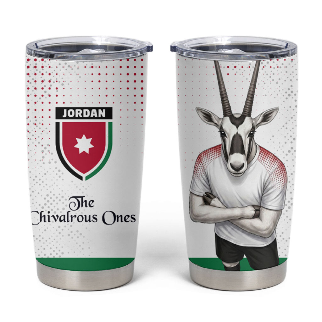 Jordan Football Tumbler Cup The Chivalrous Ones Oryx Mascot Patriotic Halftone Dot