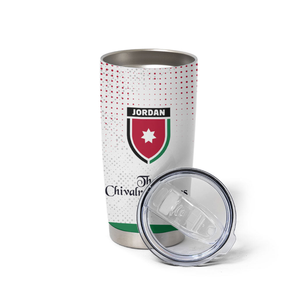 Jordan Football Tumbler Cup The Chivalrous Ones Oryx Mascot Patriotic Halftone Dot