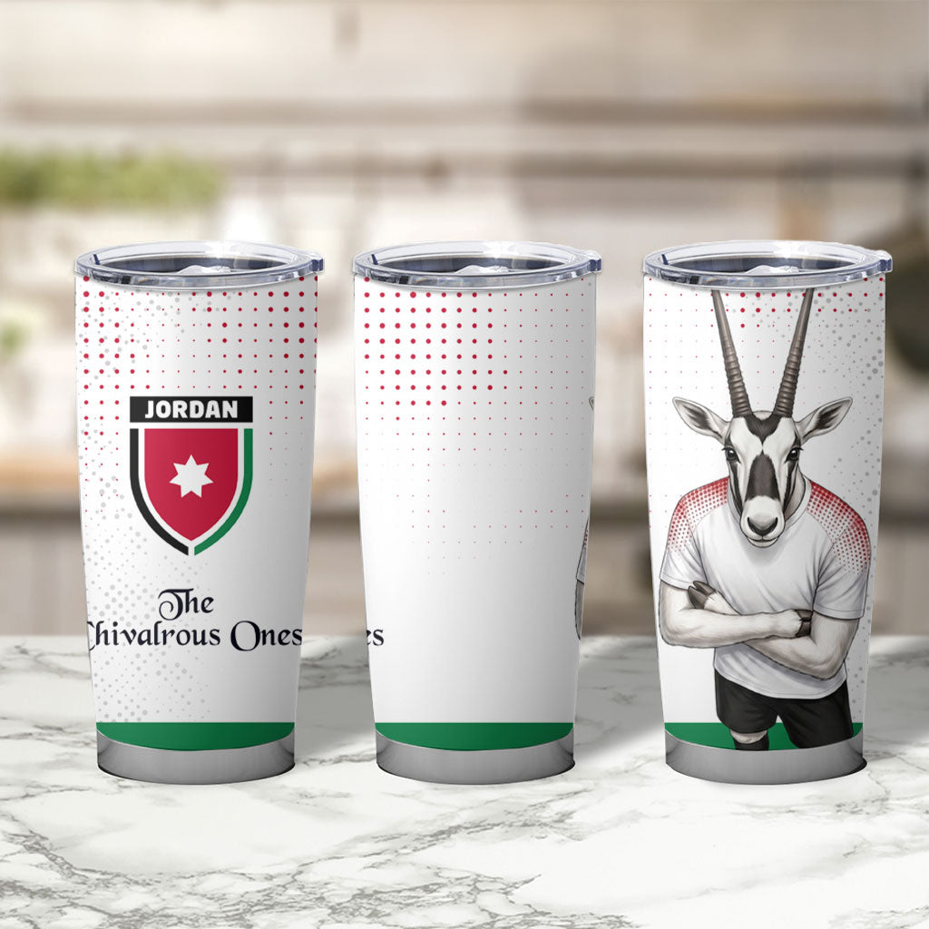 Jordan Football Tumbler Cup The Chivalrous Ones Oryx Mascot Patriotic Halftone Dot