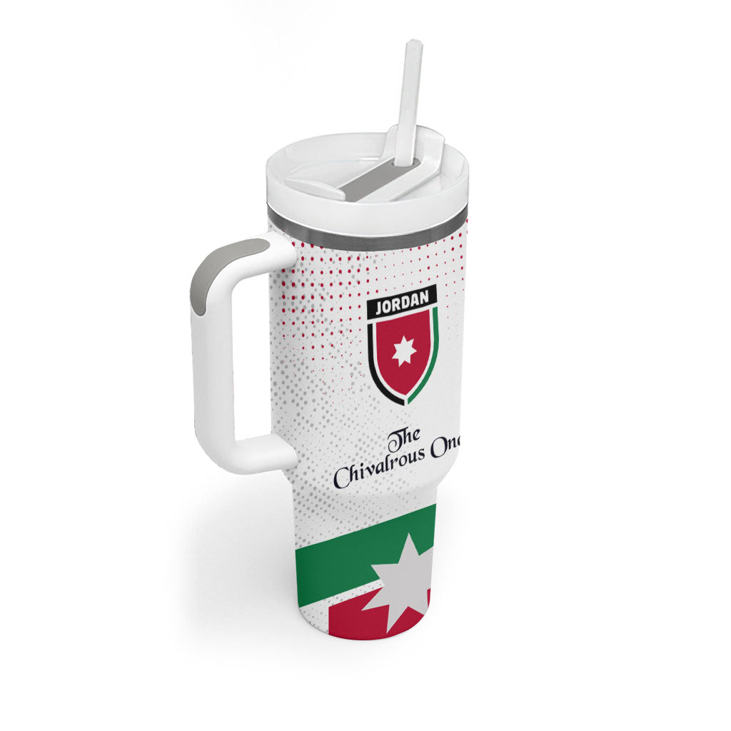 Jordan Football Tumbler With Handle The Chivalrous Ones Oryx Mascot Patriotic Halftone Dot
