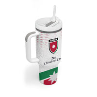 Jordan Football Tumbler With Handle The Chivalrous Ones Oryx Mascot Patriotic Halftone Dot