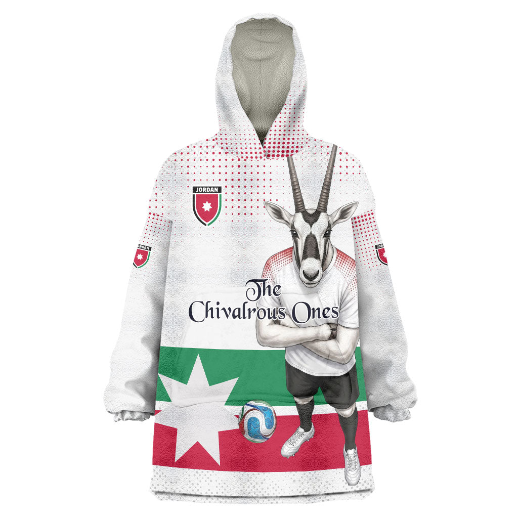 Personalized Jordan Football Wearable Blanket Hoodie The Chivalrous Ones Oryx Mascot Patriotic Halftone Dot