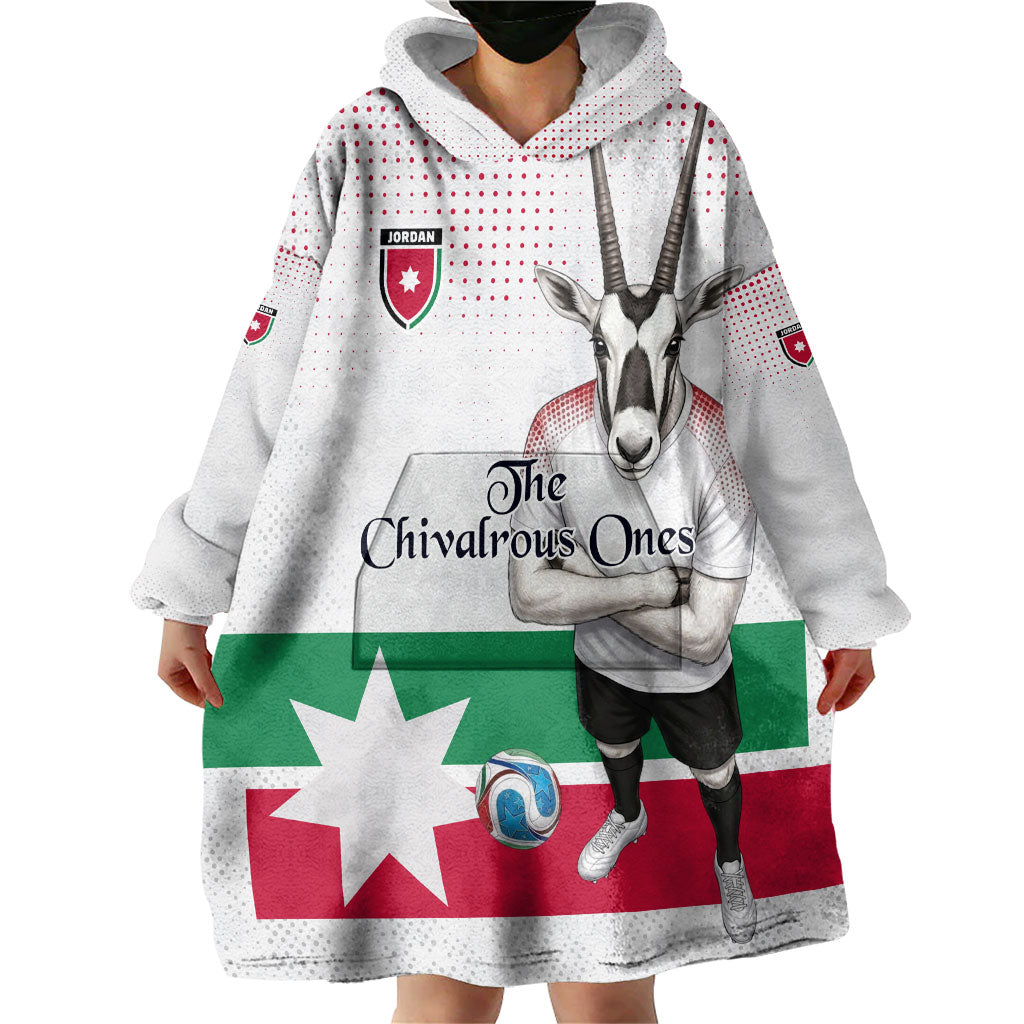 Personalized Jordan Football Wearable Blanket Hoodie The Chivalrous Ones Oryx Mascot Patriotic Halftone Dot