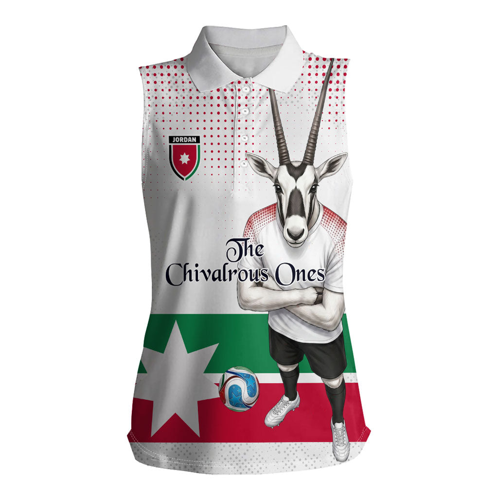 Personalized Jordan Football Women Sleeveless Polo Shirt The Chivalrous Ones Oryx Mascot Patriotic Halftone Dot