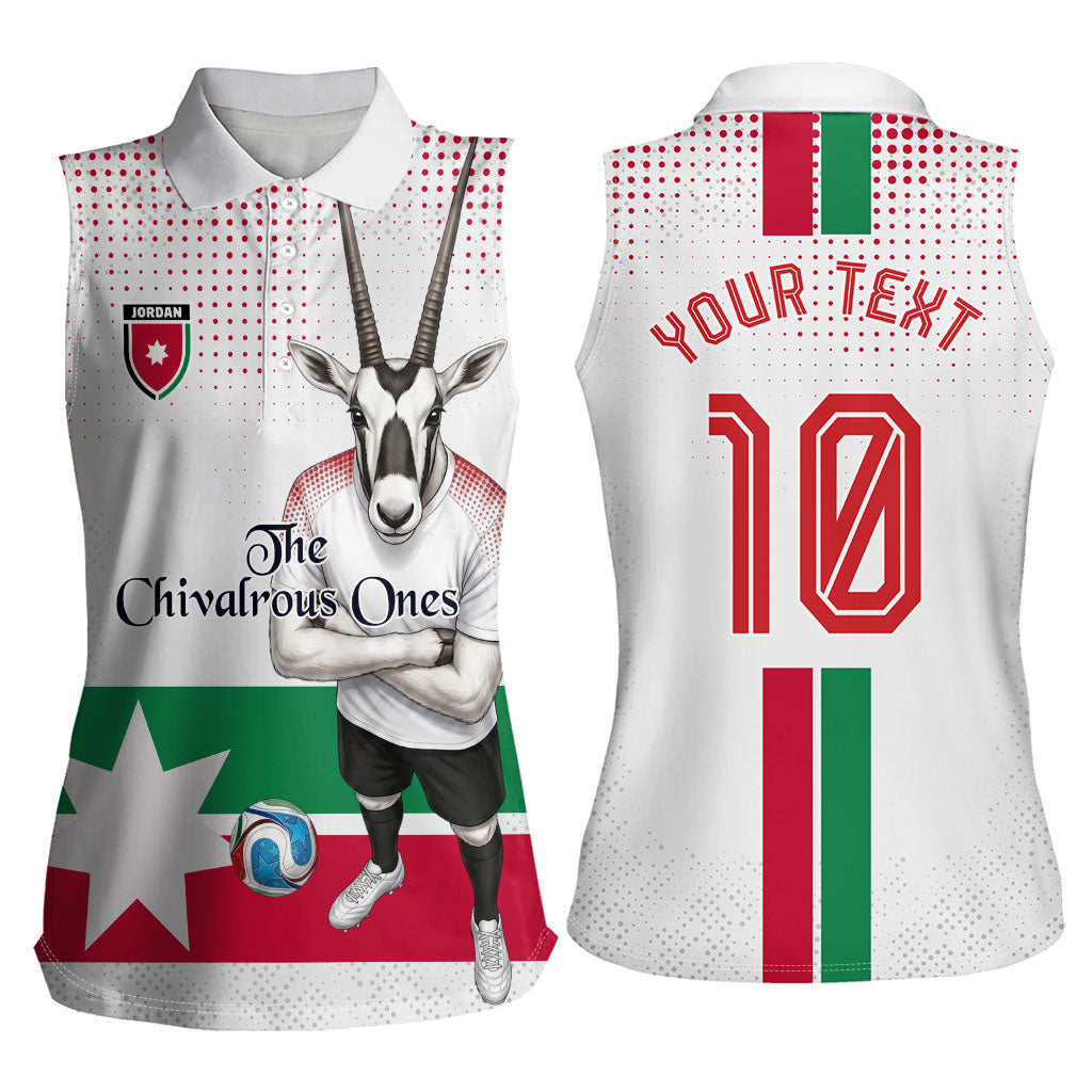 Personalized Jordan Football Women Sleeveless Polo Shirt The Chivalrous Ones Oryx Mascot Patriotic Halftone Dot
