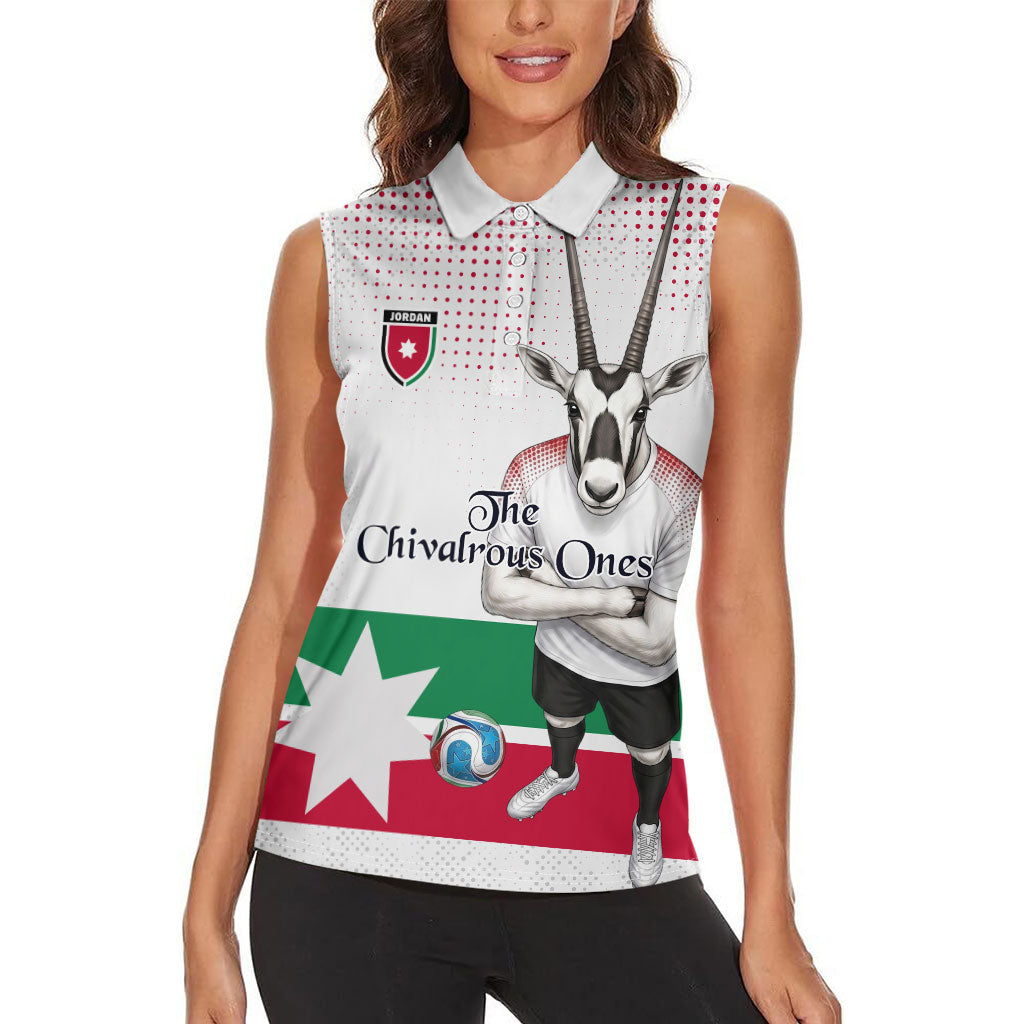 Personalized Jordan Football Women Sleeveless Polo Shirt The Chivalrous Ones Oryx Mascot Patriotic Halftone Dot