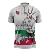Personalized Jordan Football Zipper Polo Shirt The Chivalrous Ones Oryx Mascot Patriotic Halftone Dot