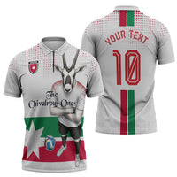 Personalized Jordan Football Zipper Polo Shirt The Chivalrous Ones Oryx Mascot Patriotic Halftone Dot