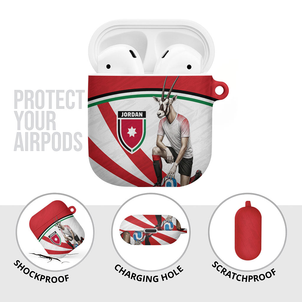 Jordan Football Oryx Mascot AirPods Case Patriotic Diagonal Stripe Athletic Graphic