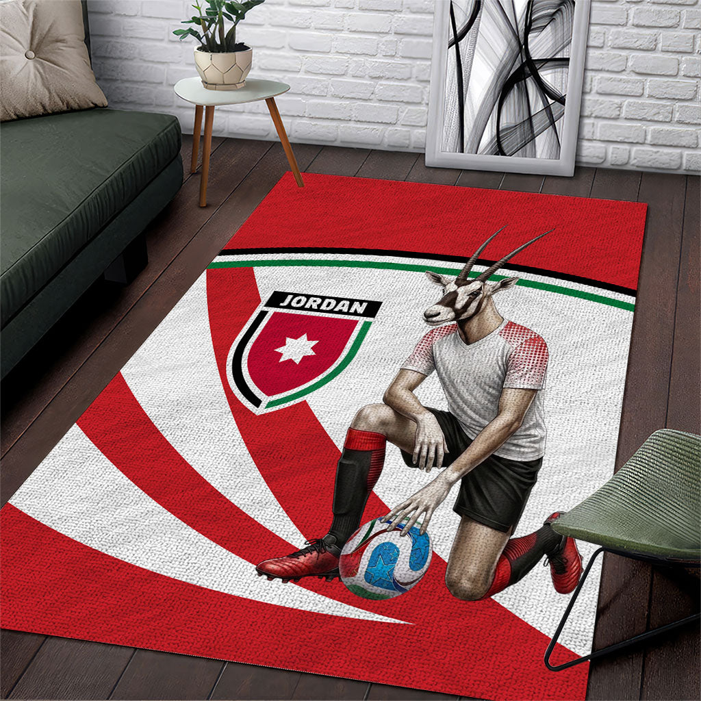 Jordan Football Oryx Mascot Area Rug Patriotic Diagonal Stripe Athletic Graphic
