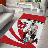 Jordan Football Oryx Mascot Area Rug Patriotic Diagonal Stripe Athletic Graphic