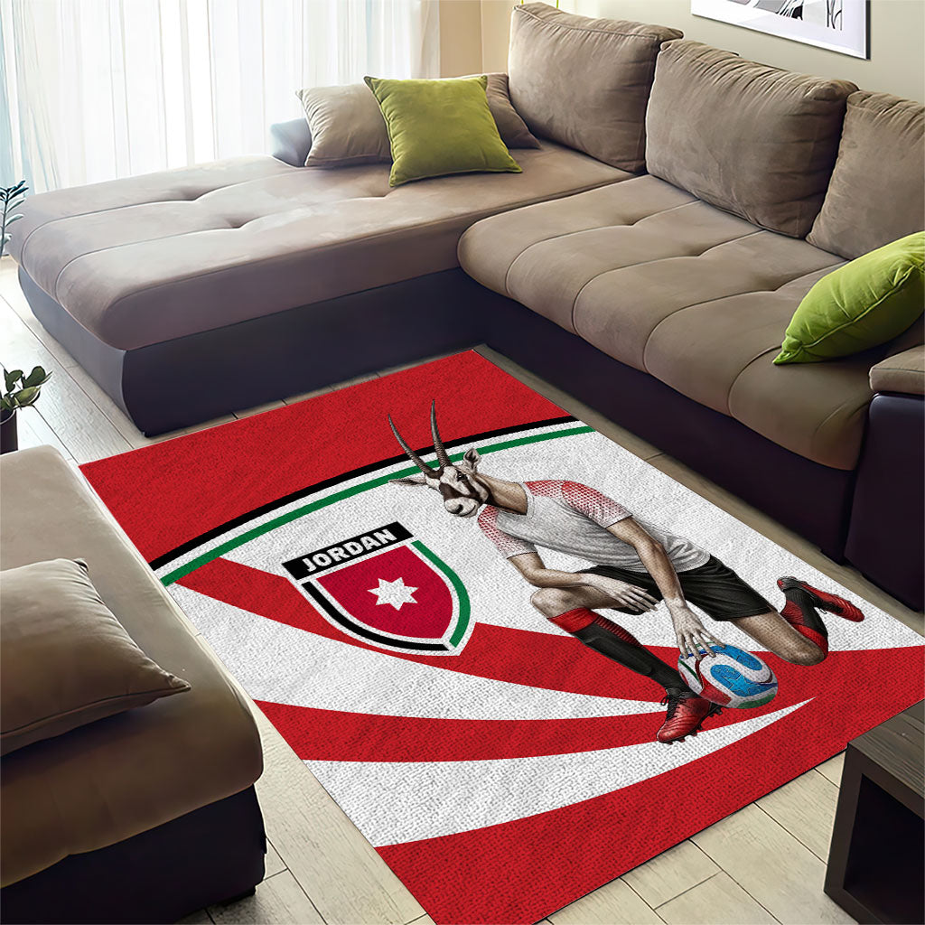 Jordan Football Oryx Mascot Area Rug Patriotic Diagonal Stripe Athletic Graphic