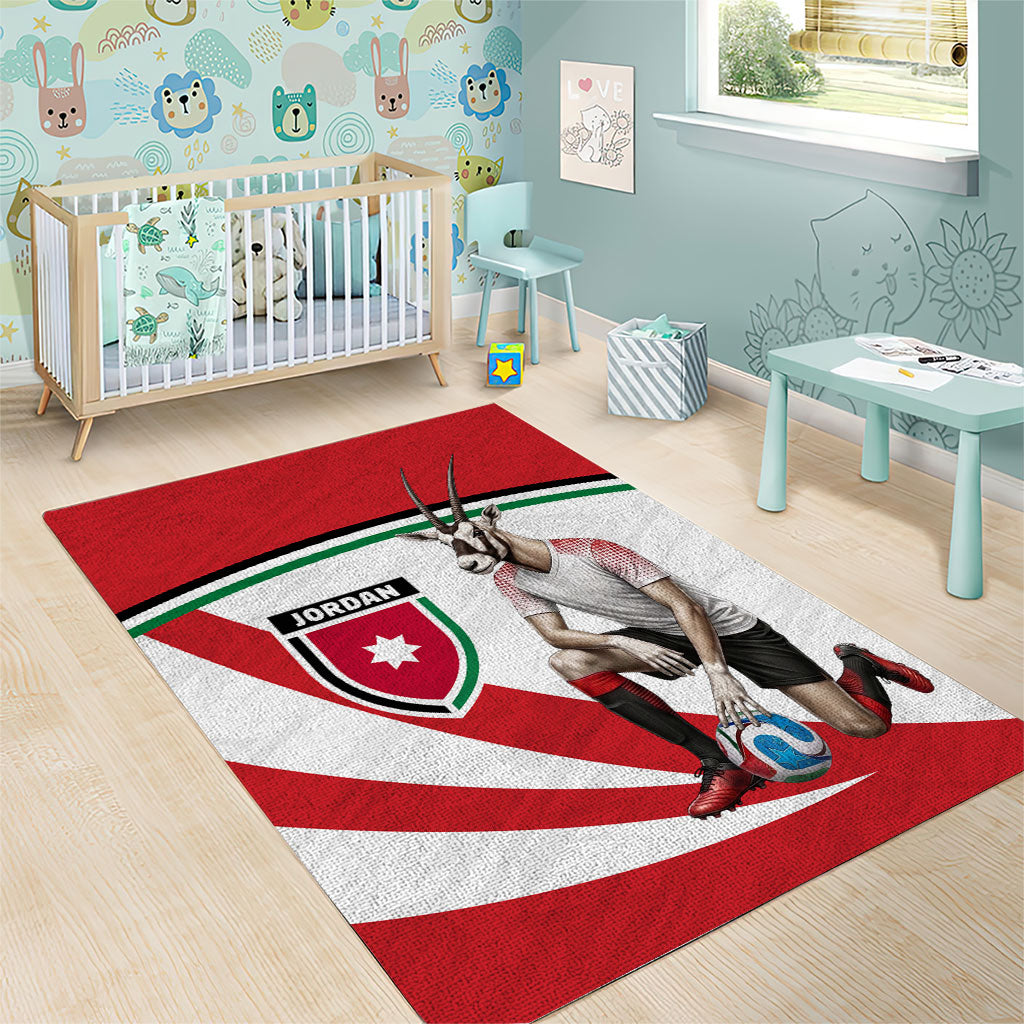 Jordan Football Oryx Mascot Area Rug Patriotic Diagonal Stripe Athletic Graphic