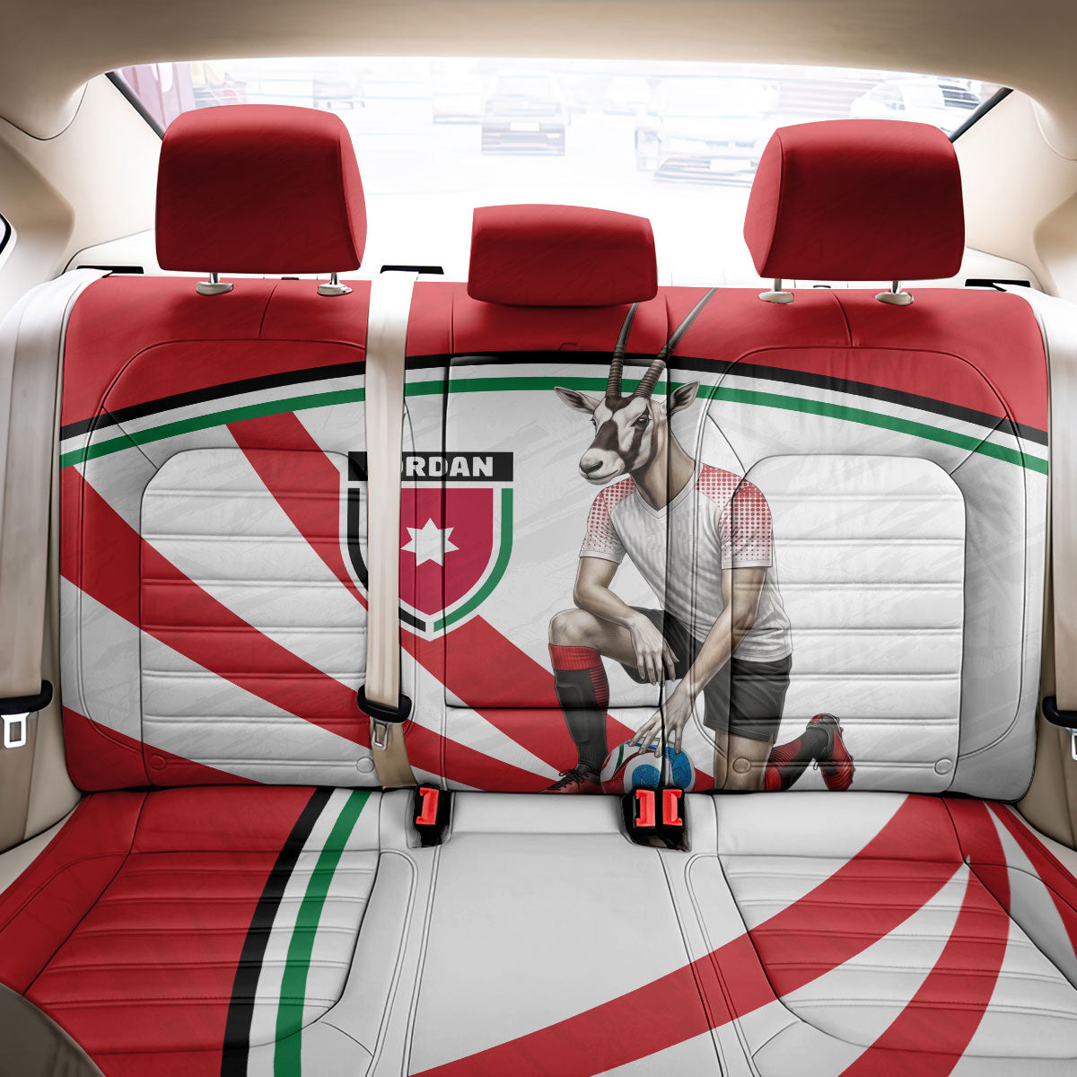 Jordan Football Oryx Mascot Back Car Seat Cover Patriotic Diagonal Stripe Athletic Graphic