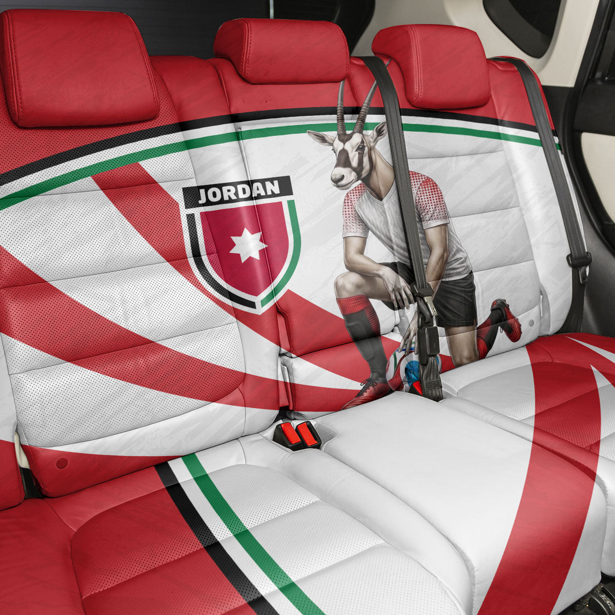 Jordan Football Oryx Mascot Back Car Seat Cover Patriotic Diagonal Stripe Athletic Graphic