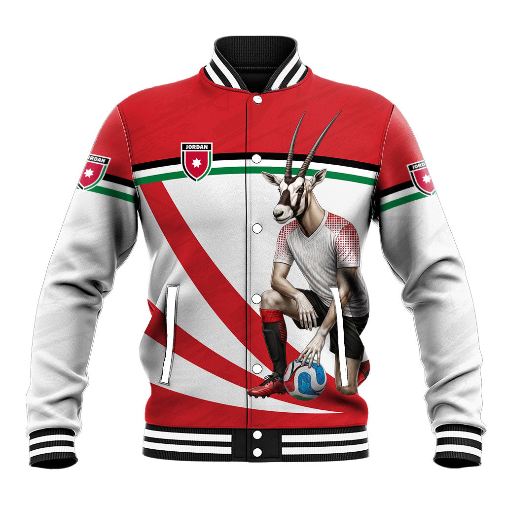Personalized Jordan Football Oryx Mascot Baseball Jacket Patriotic Diagonal Stripe Athletic Graphic