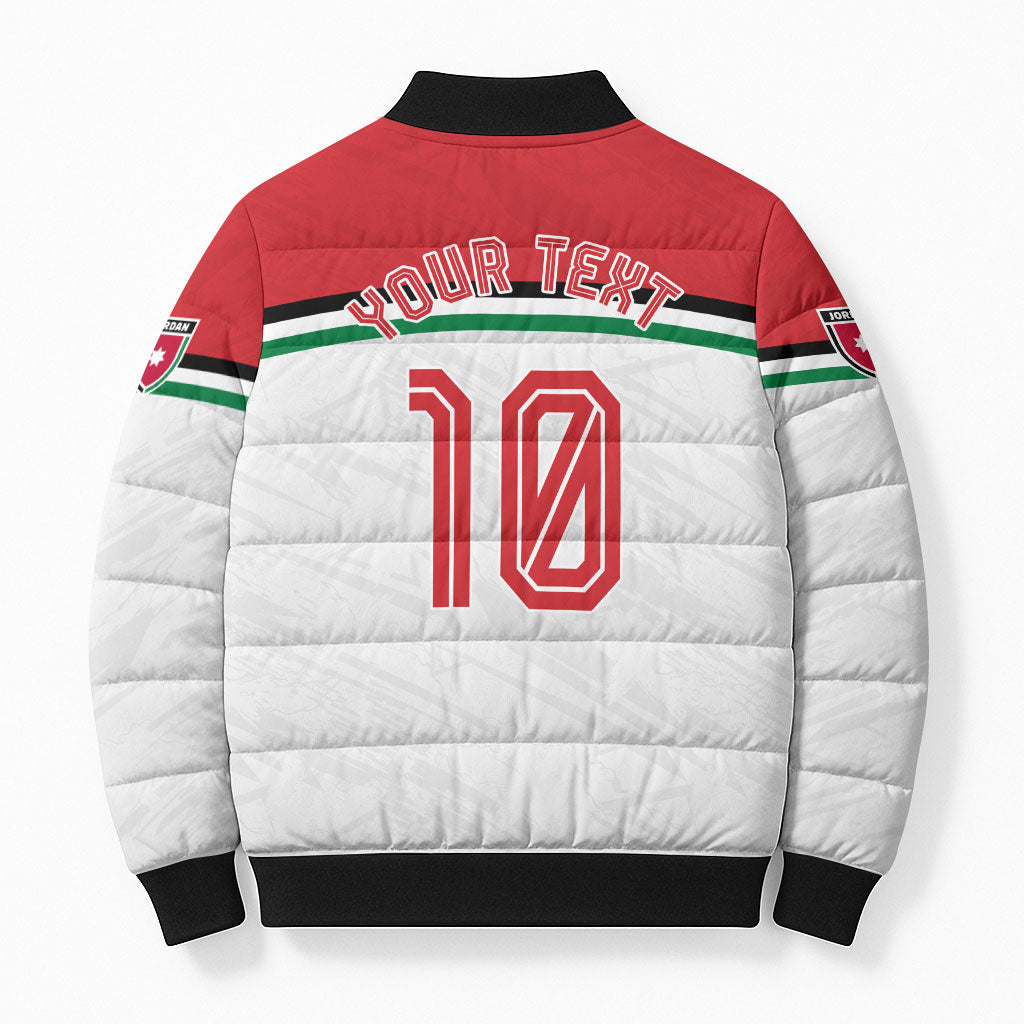 Personalized Jordan Football Oryx Mascot Bomber Puffer Jacket Patriotic Diagonal Stripe Athletic Graphic