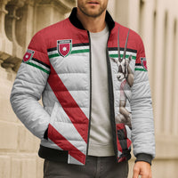 Personalized Jordan Football Oryx Mascot Bomber Puffer Jacket Patriotic Diagonal Stripe Athletic Graphic