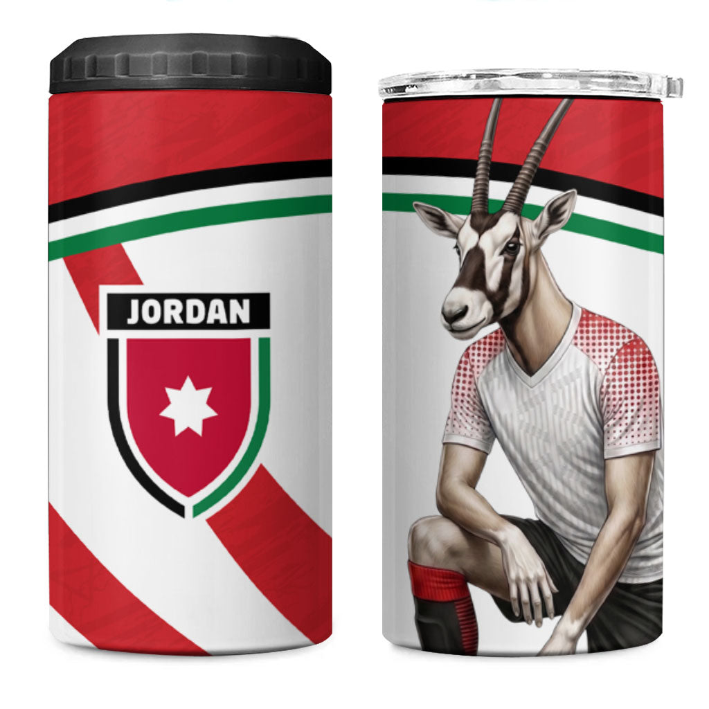 Jordan Football Oryx Mascot 4 in 1 Can Cooler Tumbler Patriotic Diagonal Stripe Athletic Graphic