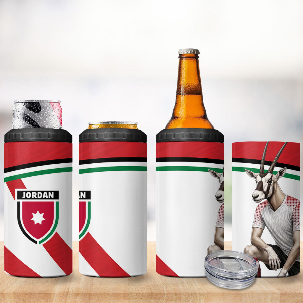 Jordan Football Oryx Mascot 4 in 1 Can Cooler Tumbler Patriotic Diagonal Stripe Athletic Graphic