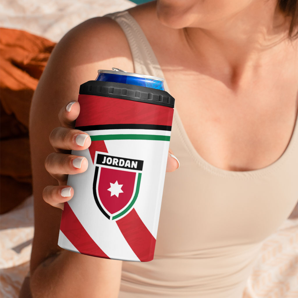 Jordan Football Oryx Mascot 4 in 1 Can Cooler Tumbler Patriotic Diagonal Stripe Athletic Graphic