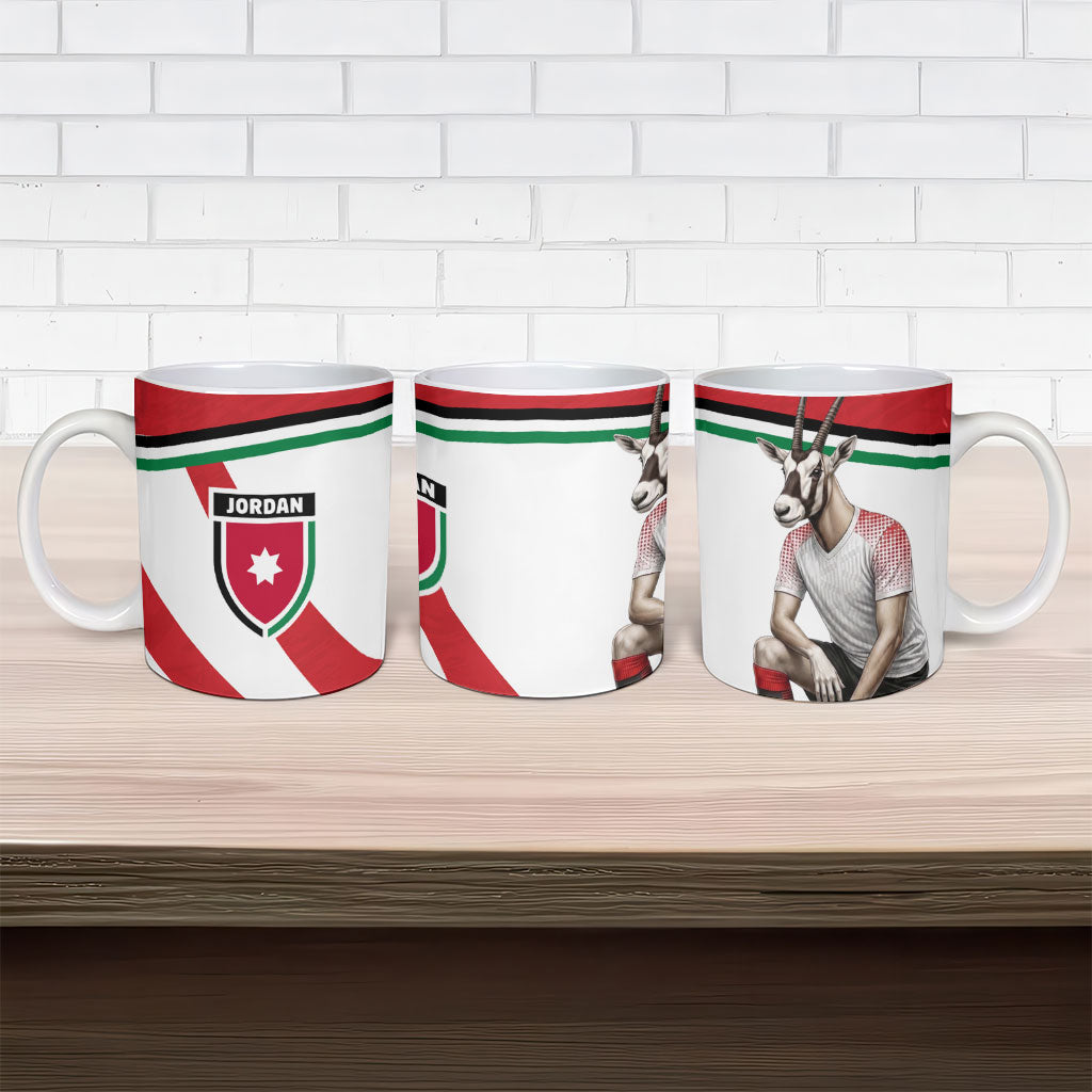 Jordan Football Oryx Mascot Ceramic Mug Patriotic Diagonal Stripe Athletic Graphic