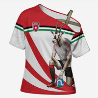 Personalized Jordan Football Oryx Mascot Cross Shoulder Shirt Patriotic Diagonal Stripe Athletic Graphic