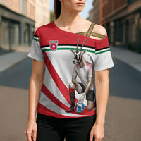 Personalized Jordan Football Oryx Mascot Cross Shoulder Shirt Patriotic Diagonal Stripe Athletic Graphic