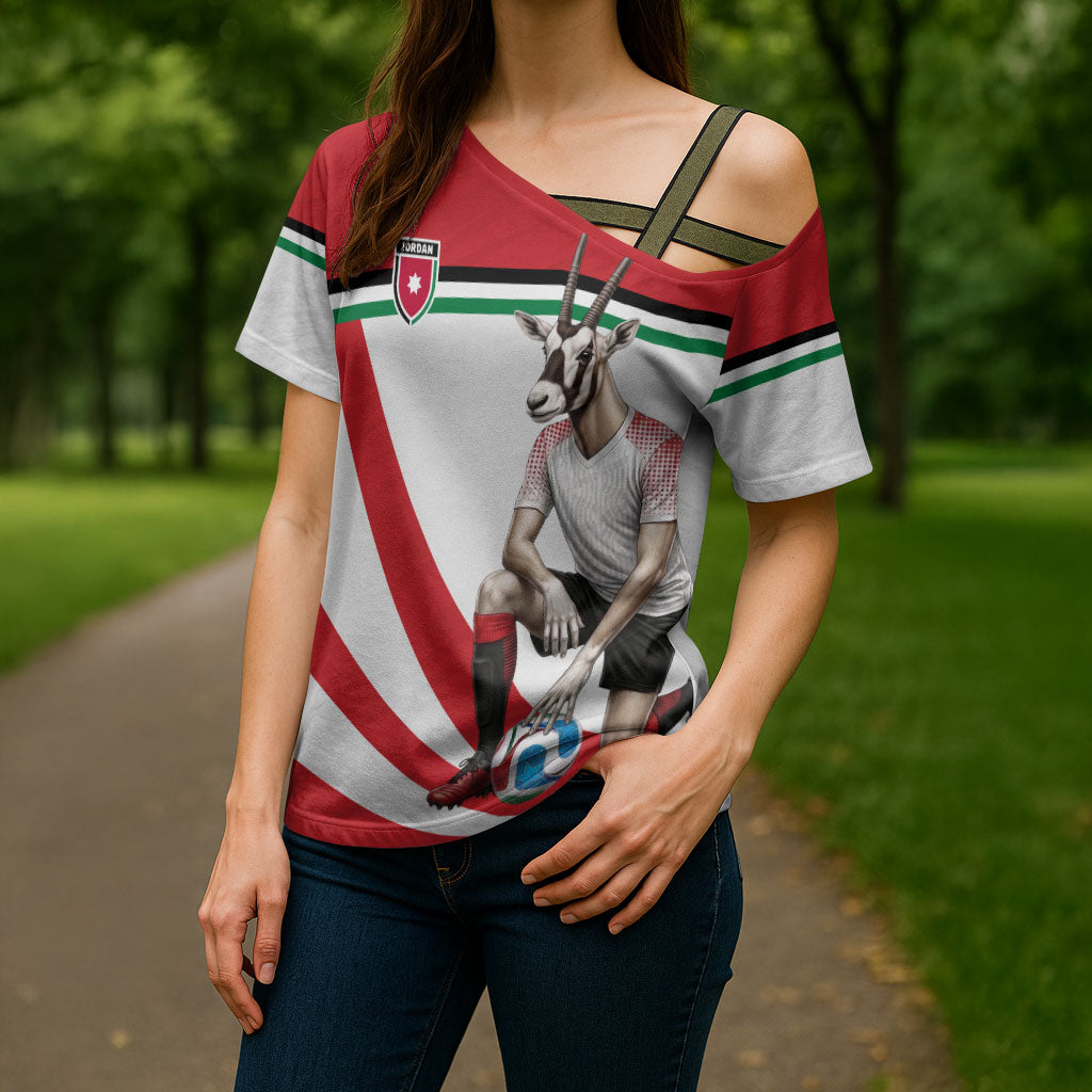 Personalized Jordan Football Oryx Mascot Cross Shoulder Shirt Patriotic Diagonal Stripe Athletic Graphic