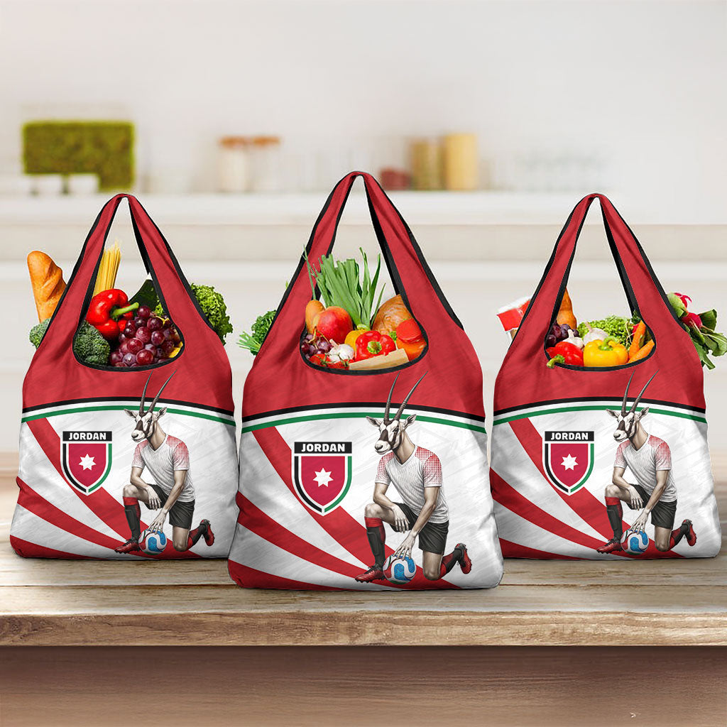 Jordan Football Oryx Mascot Grocery Bag Patriotic Diagonal Stripe Athletic Graphic