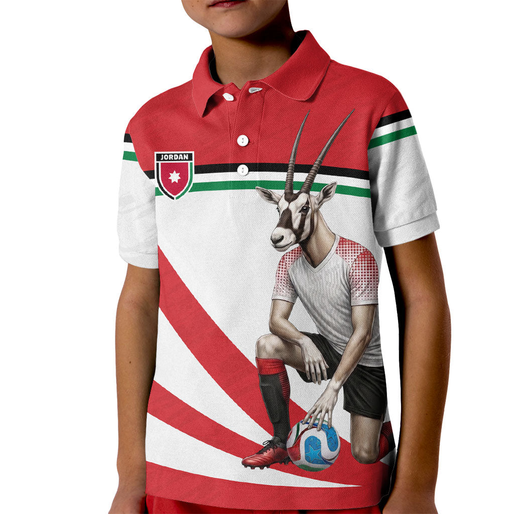 Personalized Jordan Football Oryx Mascot Kid Polo Shirt Patriotic Diagonal Stripe Athletic Graphic