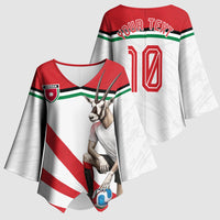 Personalized Jordan Football Oryx Mascot Kimono Sleeve Blouse Patriotic Diagonal Stripe Athletic Graphic