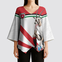 Personalized Jordan Football Oryx Mascot Kimono Sleeve Blouse Patriotic Diagonal Stripe Athletic Graphic