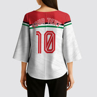 Personalized Jordan Football Oryx Mascot Kimono Sleeve Blouse Patriotic Diagonal Stripe Athletic Graphic