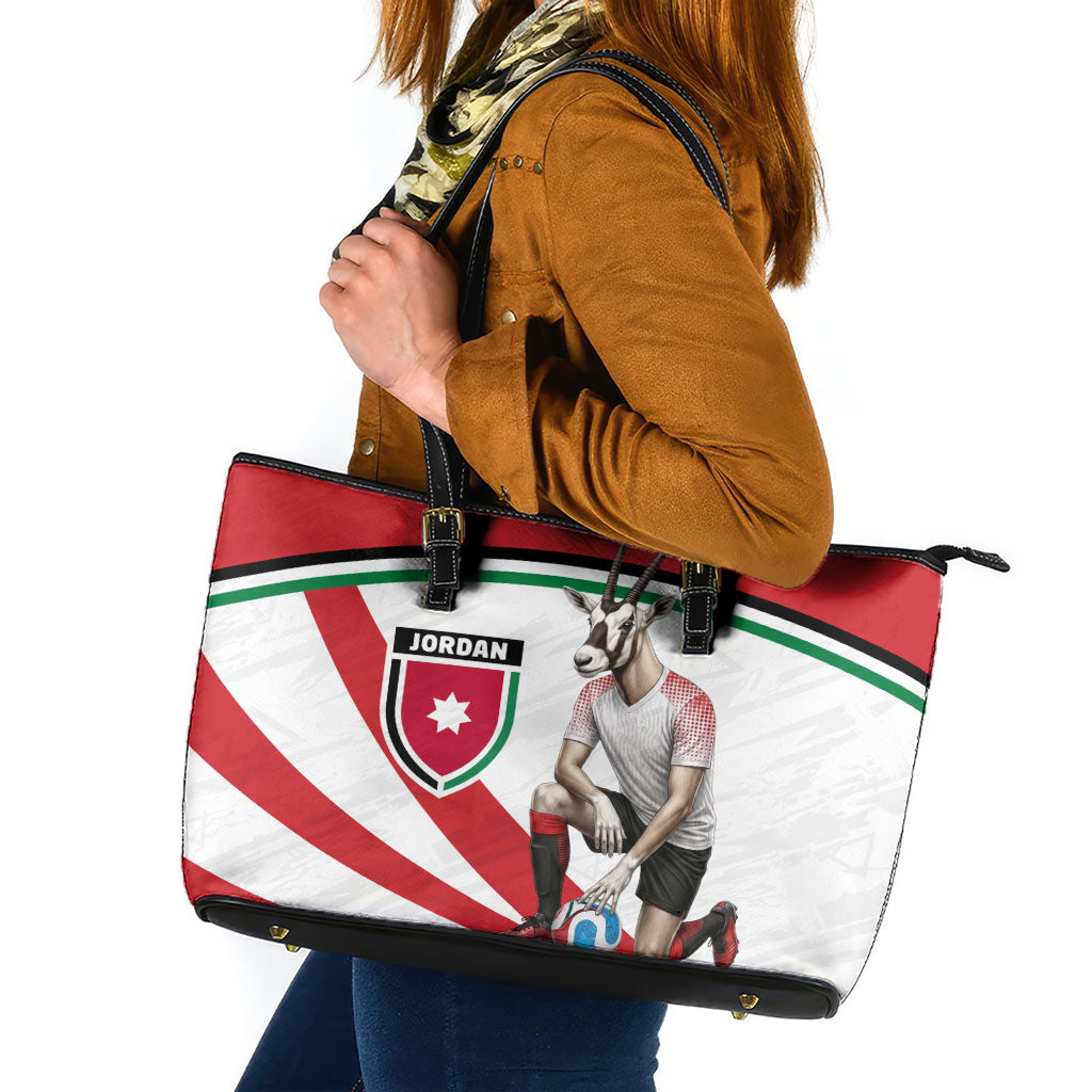 Jordan Football Oryx Mascot Leather Tote Bag Patriotic Diagonal Stripe Athletic Graphic