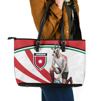 Jordan Football Oryx Mascot Leather Tote Bag Patriotic Diagonal Stripe Athletic Graphic