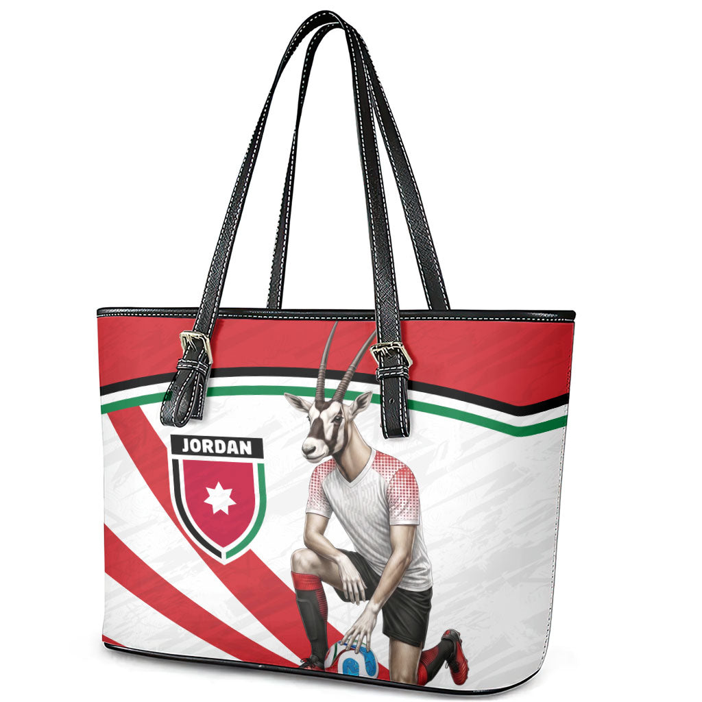 Jordan Football Oryx Mascot Leather Tote Bag Patriotic Diagonal Stripe Athletic Graphic