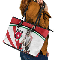 Jordan Football Oryx Mascot Leather Tote Bag Patriotic Diagonal Stripe Athletic Graphic
