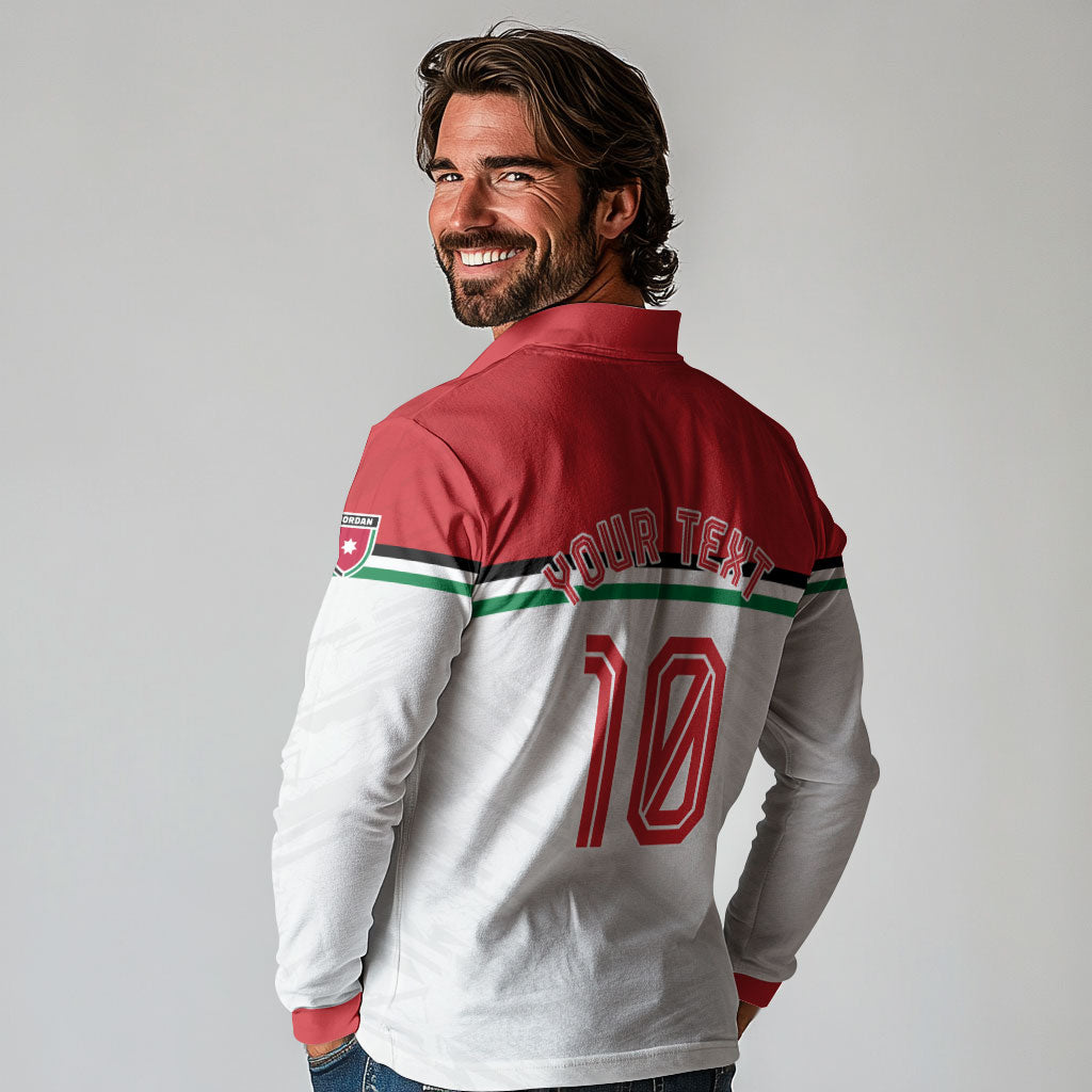 Personalized Jordan Football Oryx Mascot Long Sleeve Polo Shirt Patriotic Diagonal Stripe Athletic Graphic