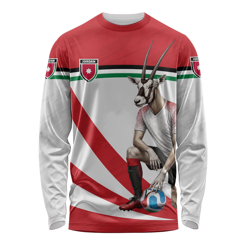 Personalized Jordan Football Oryx Mascot Long Sleeve Shirt Patriotic Diagonal Stripe Athletic Graphic