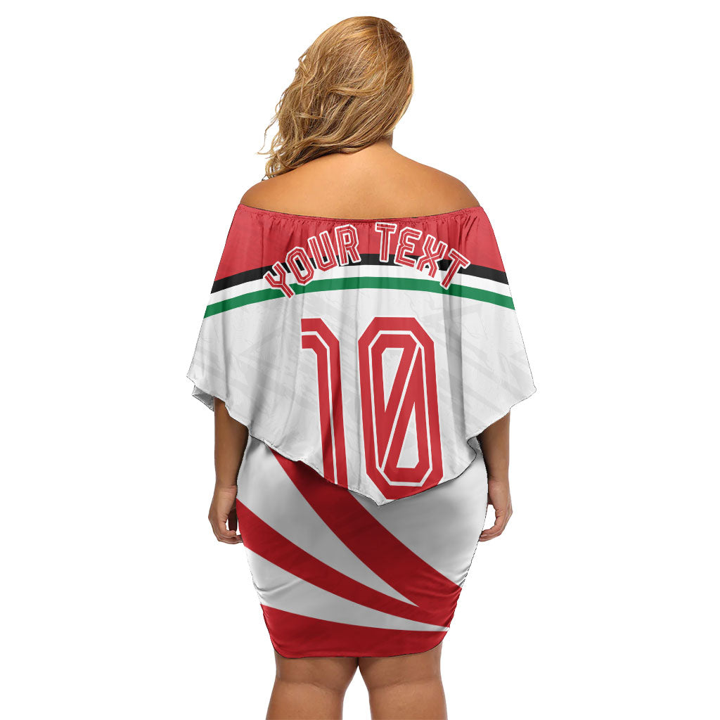 Personalized Jordan Football Oryx Mascot Off Shoulder Short Dress Patriotic Diagonal Stripe Athletic Graphic