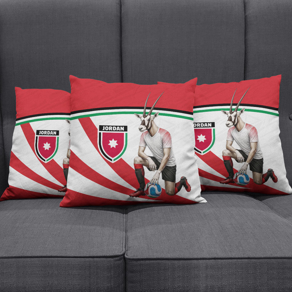 Jordan Football Oryx Mascot Pillow Cover Patriotic Diagonal Stripe Athletic Graphic