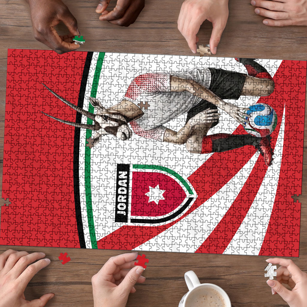 Jordan Football Oryx Mascot Puzzle Patriotic Diagonal Stripe Athletic Graphic
