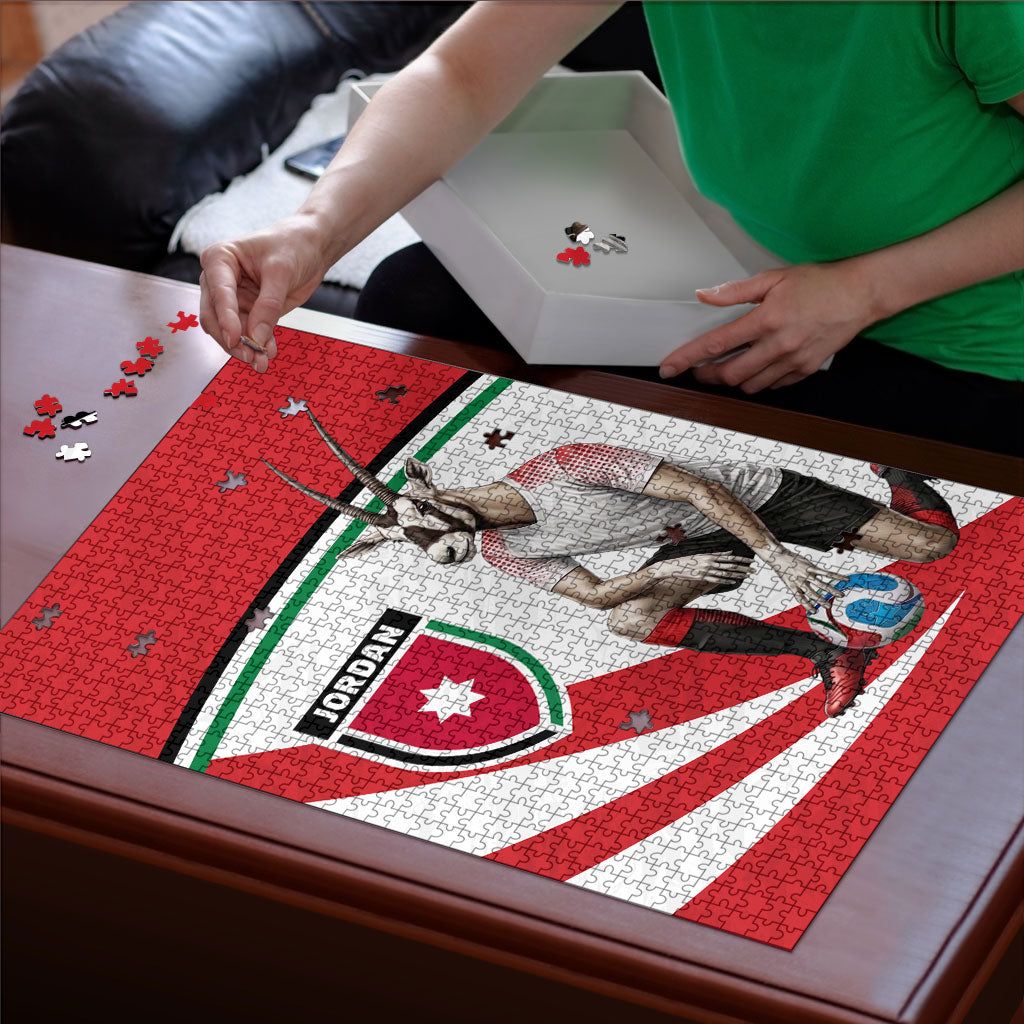 Jordan Football Oryx Mascot Puzzle Patriotic Diagonal Stripe Athletic Graphic