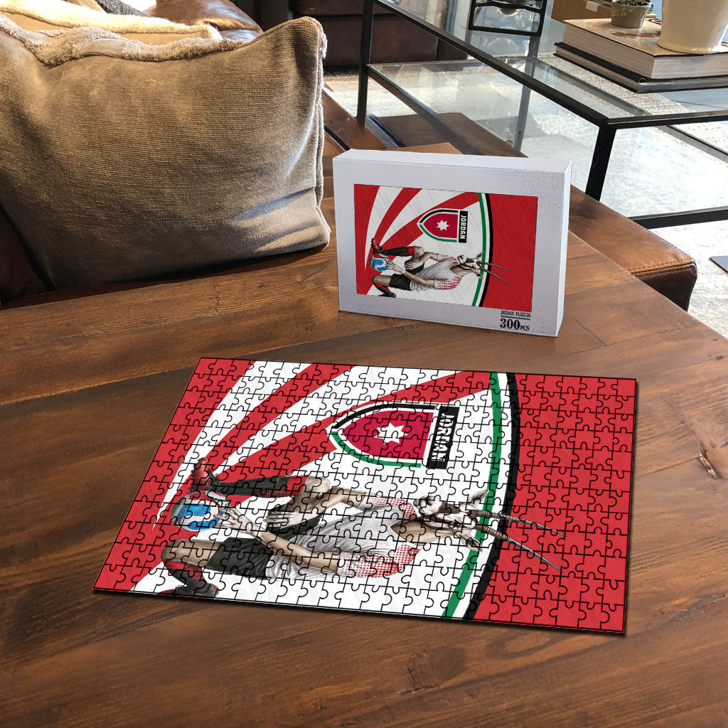 Jordan Football Oryx Mascot Puzzle Patriotic Diagonal Stripe Athletic Graphic