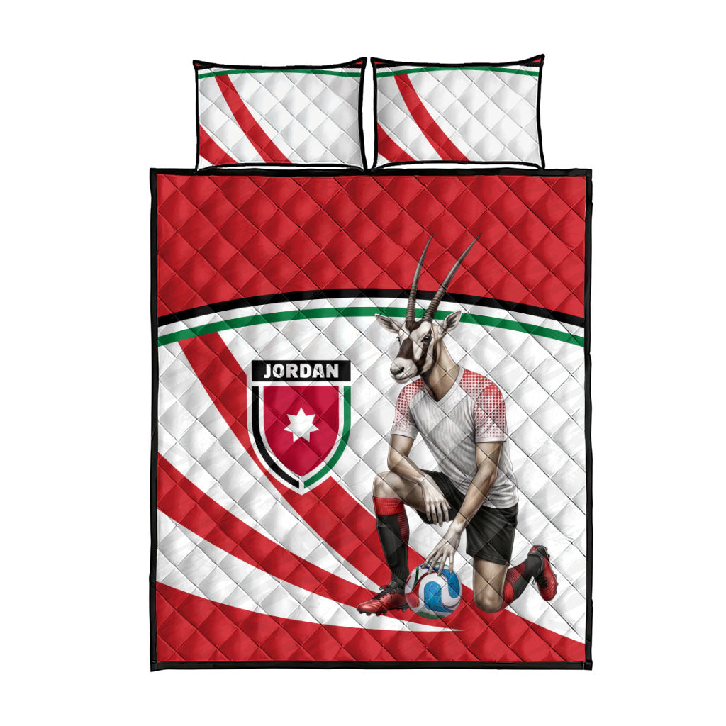Jordan Football Oryx Mascot Quilt Bed Set Patriotic Diagonal Stripe Athletic Graphic